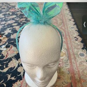 Iridescent Blue Headband with Bow